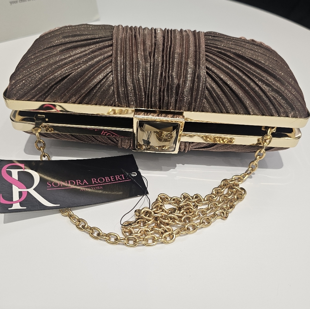 NWT | Stunning Sondra Roberts Dual: Clutch | Shoulder bag w/ 23" chain | 7¼ x 3¼
